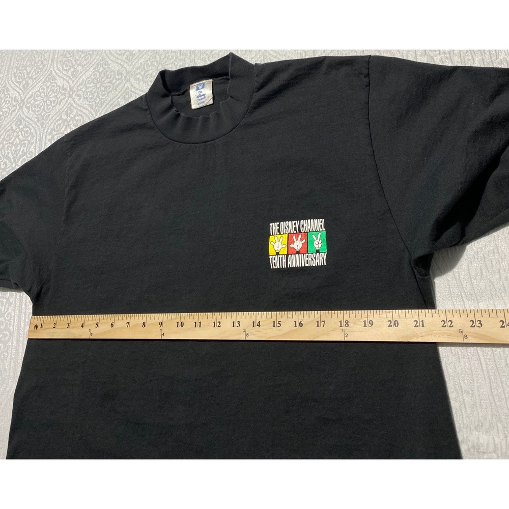 Vintage Disney Channel 10th Anniversary Mock Neck Shirt Black Mens XL - Picture 4 of 7